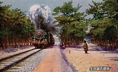 「東公園」の「千代の松原」付近を走る蒸気機関車