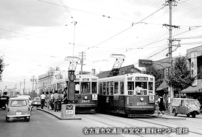 1961（昭和36）年頃の覚王山線「覚王山停留場」
