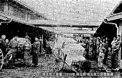1910（明治43）年頃の「川越織物市場」