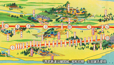 『西武鉄道沿線図絵』のうち、西武新宿軌道線部分
