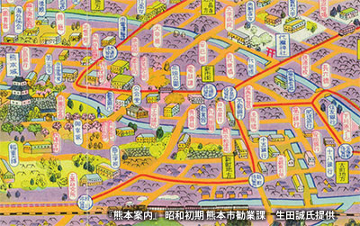 昭和戦前期の熊本市街の地図