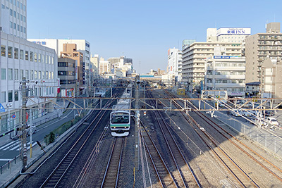 現在の「松戸駅」を南側から望む