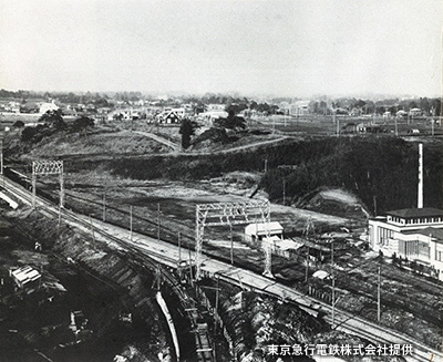神奈川線の着工となった頃の「丸子多摩川駅」付近