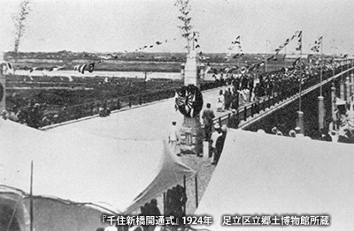 1924（大正13）年の「千住新橋」開通式