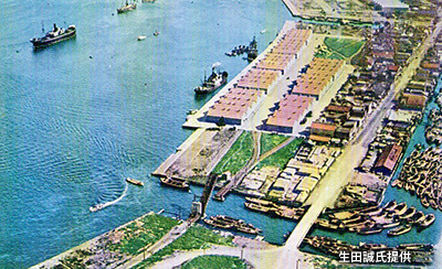 昭和戦前期の「古川可動橋」付近