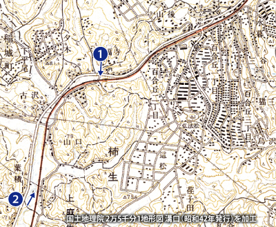 1967（昭和42）年の新百合ヶ丘周辺の地形図