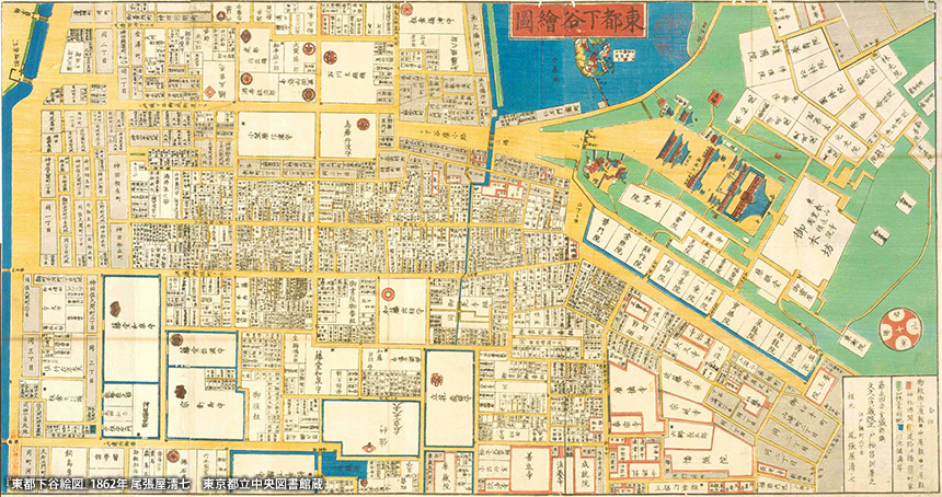 江戸末期の上野付近の切絵図