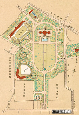昭和初期の「神宮外苑」の平面図